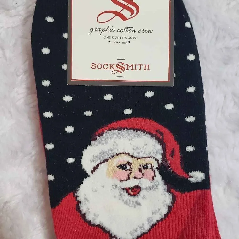 NWT Santa holiday socks womens shoe 5-10.5
